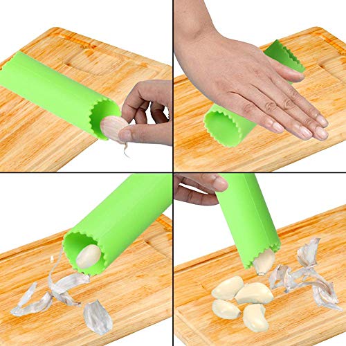 Stainless Steel Garlic Press Rocker Garlic Crusher Squeezer Slicer Mincer Chopper Kitchen Gadget with Handle