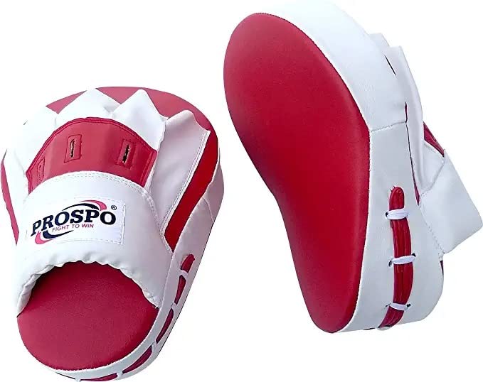 Image of Prospo Curved Focus Pads /Punching Mitts for Boxing /MMA /Muay Thai /Kickboxing /Karate /TAEKWANDO (Red-White)
