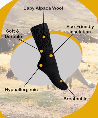 Image of Therapeutic Alpaca Socks, Unisex Cozy Winter Warm Gear, Breathable Soft Comfy Garment Foot Clothing for Men & Women