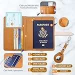 Deziliao Passport wallets, Mulit-purpose RFID Blocking Passport Holder AirTag Wallet, Travel Wallet Cover Case（Brown） - Image 3