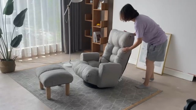 Sillón Plegable Algodón Gris miniatura 7