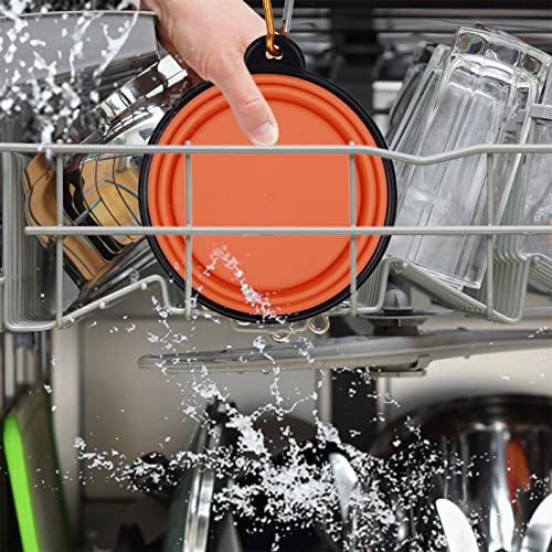 Image of SLSON Plastic Dog Bowl Pet Collapsible Bowls,2 Pack Collapsible Dog Water Bowls,Portable Pet Feeding Watering Dish For Walking Parking Traveling With 2 Carabiners (Small,Orange+Yellow)