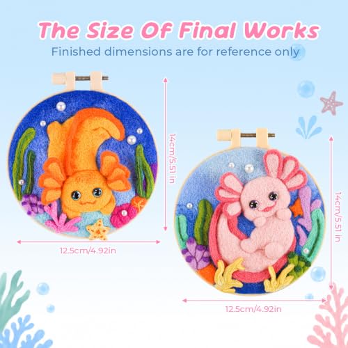 Image of Needle Felting Kit,Embroidery kit for Beginners,Punch Needle Kits Adults Beginner,Punch Needle kit for Beginners, Includes All Tools and Materials,Easy to Follow Instructions and Videos(Axolotl)