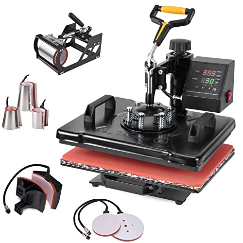 Image of Slendor Heat Press 12x15 inch 8 in 1 Heat Press Machine 360-Degree Swing Away Digital T Shirt Pressing Machine Multifunction Sublimation Combo for T Shirts Mugs Hat Plate