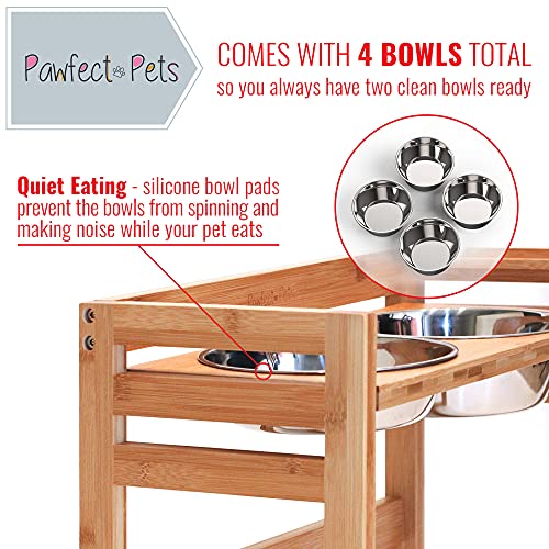 Adjustable Height Elevated Dog Bowls for Large Dogs by Pawfect Pets- 12”, 14”, or 16” Tall Raised Dog Bowl Stand with… - Image 3