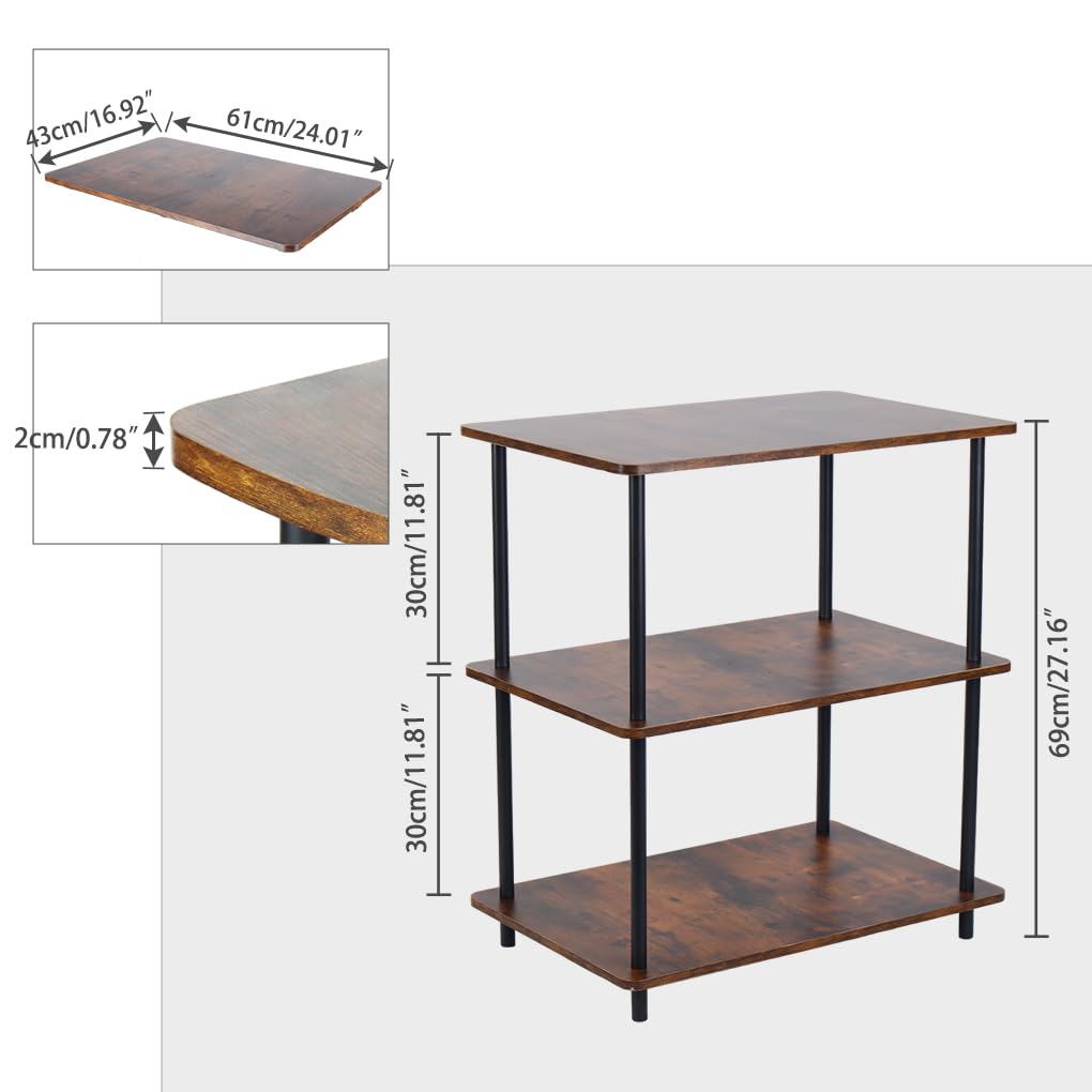 nding Boohelf - Scaffale aperto in metallo, 3 ripiani, marrone e nero, per casa, ufficio, soggiorno, camera da letto, cucina, design modulare
