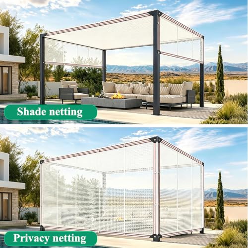 Filet d'ombrage blanc 7x9m avec oeillets pour protection solaire de jardin - 5