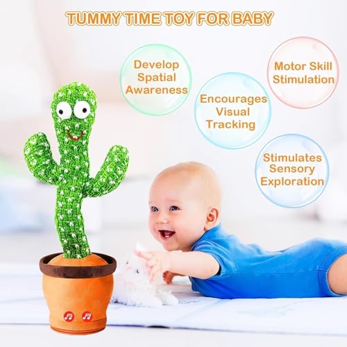 Image of Talking Dancing Cactus Toy for Kids - Singing & Recording Plush Cactus with Repeat Function, LED Lights & Music | Funny Educational Toy for Babies & Toddlers | USB Rechargeable (Multicolor) (Style 4)