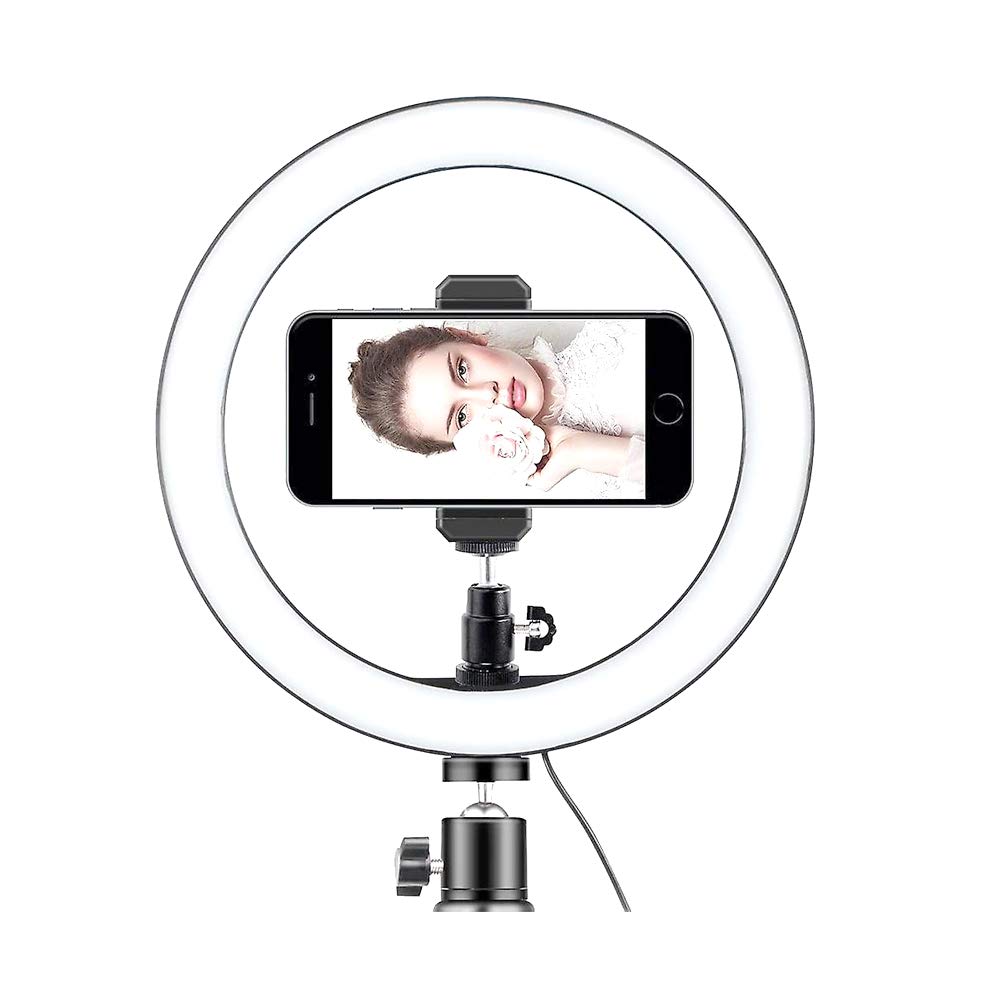 Doki LS002 LED Redondo con Tripode 210cm, Diameter 26cm Ring Light para Maquillaje, Tiktok, Stream, Fotografia
