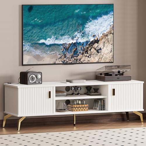 Yorbay TV-Schrank mit 2 Schließfach, TV Lowboard für Fernseher bis zu 65 Zoll, Moderner Fernsehschrank für Wohnzimmer und Schlafzimmer, Weiß Yorbay TV-Schrank mit 2 Schließfach, TV Lowboard für Fernseher bis zu 65 Zoll, Moderner Fernsehschrank für Wohnzimmer und Schlafzimmer, Weiß
