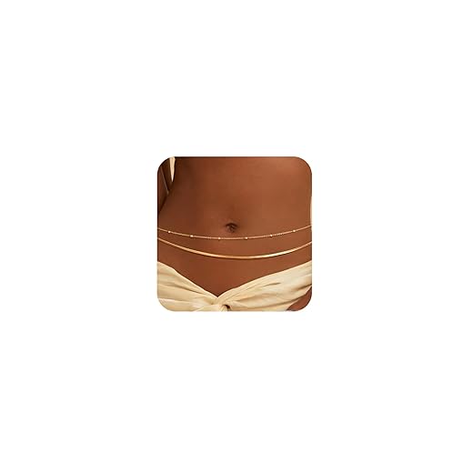 CHESKY Gold Waist Chain for Women, 14K Gold Plated Silver Layered Belly Belt Chains Sexy Bikini Beach Waist Beads Chain Waterproof Snake Pearl Cuban Body Chain Summer Jewelry Accessories for Women