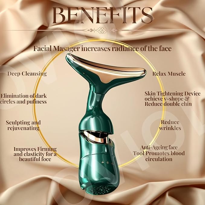 Quicknik Facial Massage for Facial and Neck | 3 -in -1 face massage for women | Anti-Rinkle and Aging devices with EMS, Vibration and Lifting Mode. Face slimming, skin firming, tightening and glow. Green Quicknik Facial Massage for Facial and Neck | 3 -in -1 face massage for women | Anti-Rinkle and Aging devices with EMS, Vibration and Lifting Mode. Face slimming, skin firming, tightening and glow. Green