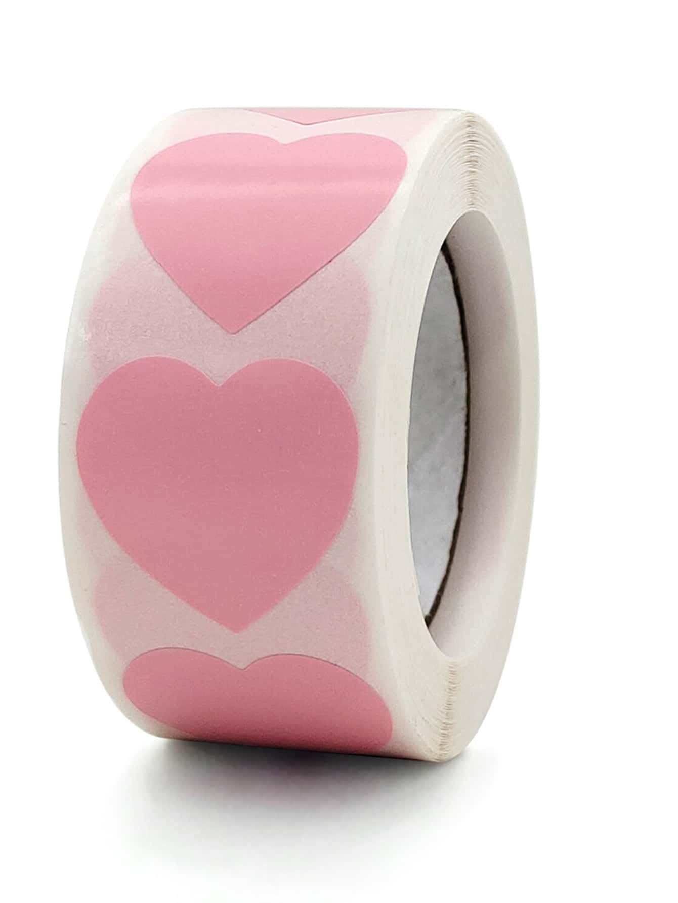 500 Labels Pink Heart Stickers 1 inch Heart Coding Shape Paper Labels for Valentine's Day Wedding Anniversaries Invitation Envelopes Cute Decals for Water Bottle Packaging