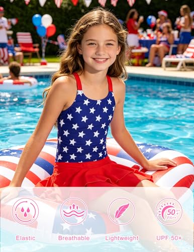 Image of ALISISTER Girls Tankini Swimsuit Two Piece Bathing Suits Summer Beach Swimwear with Shorts for 7-12 Years