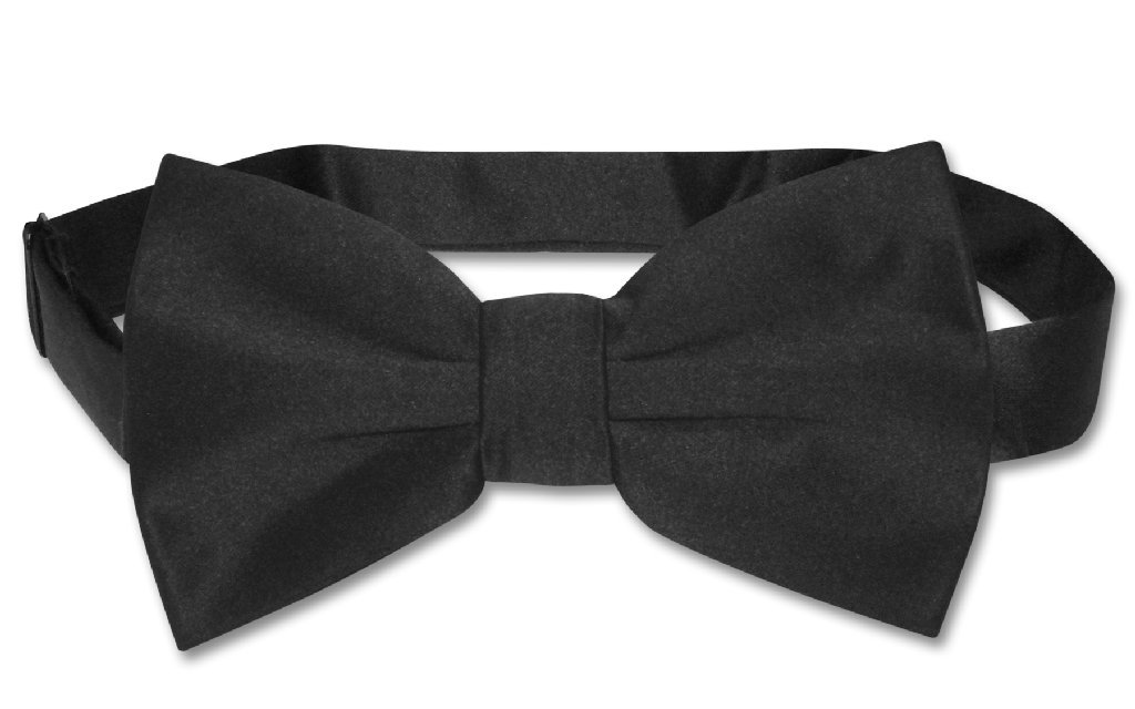 Vesuvio Napoli BOWTIE Solid BLACK Color Men's Bow Tie for Tuxedo or Suit