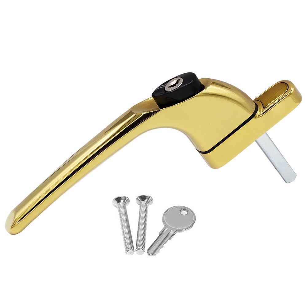 uPVC Universal Window Handle Inline Locking Espag Double Glazing Gold 10mm