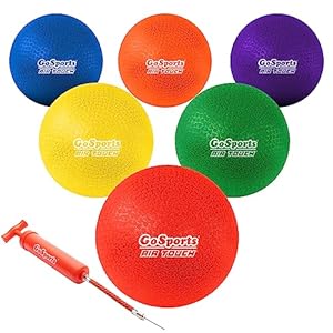 GoSports Playground Balls for Kids (Heavy Duty Set of 6) with Carry Bag and Ball Pump (Choose 8.5” or 10” Sizes)