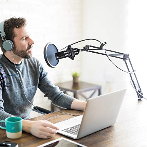 Kalawen Microfono a Condensatore USB Professionale di Registrazione per Cellulari PC Computer da Studio con Supporto da Tavolo Filtro Antipop Treppiedi