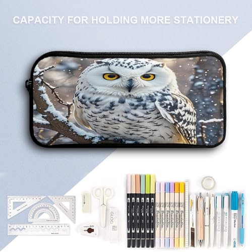 Printed Backpack With Lunch Pack Storage Box Case Winter White Owl 3pcs Lightweight Travel Backpack4