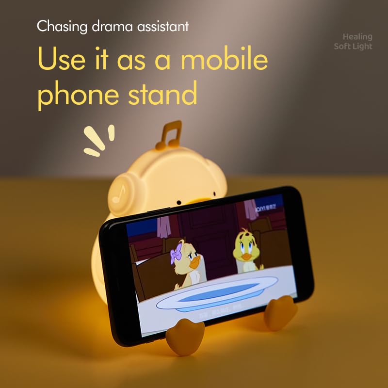 Miniatura 6 de ATSUI Luz nocturna para niños, diseño de pato esponjoso, 3 niveles regulables, construcción de silicona