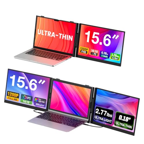 Image of SMISEACOW Laptop Screen Extender Bundle, 15.6 inch FHD Portable Dual & Triple Monitor Extender Combo, Ultra-Slim IPS Laptop Monitor, Plug & Play for 14 inch-17.3 inch Laptops, Compatible with Windows /Mac /Android /