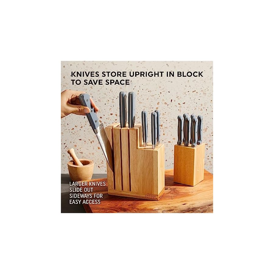 Chicago-Cutlery-Halsted-14-PC-Full-Cutlery-Knife-Wooden-Block-Set-Ergonomic-Handles-and-Sharp-Stainless-Steel-Professional-Chef-Cutlery-Set Chicago Cutlery Halsted (14-PC) Full Cutlery Knife & Wooden Block Set, Ergonomic Handles and Sharp Stainless Steel Professional Chef Cutlery Set