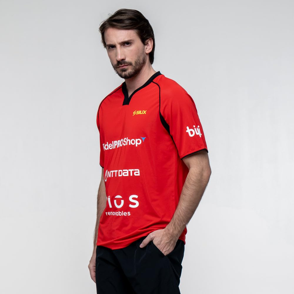 SIUX - Camiseta Electra x Stupa 26 B Hombre Roja - Camiseta de Pádel y Tenis para Hombre, Ropa Deportiva Oficial Franco Stupaczuk para Entrenamiento, Running y Pickleball
