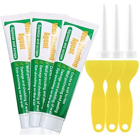 CAIFU 3Pcs Wall Spackle,Safemend Wall Mending Agent with Scraper, Repair Cream to Fit Holes, Safemend Non-Toxic, Instant Self-Adhesive Dry Wall Repair Putty Wall Filling Paste Cover