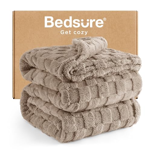 Bedsure GentleSoft California King Blanket for Bed - Super Soft Cozy Blankets for Women Men Girls, Large Fuzzy Fleece Throw for Bedroom Decor, Light Taupe, 102x96 Inches