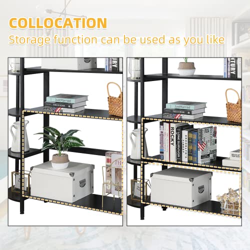 Mellcom Triple Wide 6-Tier Bookshelf, Industrial Rustic Wood And Metal Bookcase, 6-Shelf Modern Home Decor Standing Metal Frame Book Shelves Furniture For Home & Office, Black #TOP4