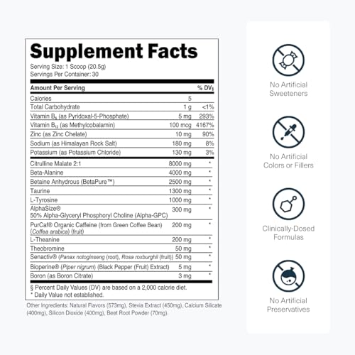 Image of Transparent Labs Bulk Pre Workout Powder - Naturally Sweetened Advanced Pre-Workout Formula for Muscle Building and Strength - 30 Servings, Strawberry Kiwi