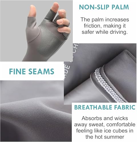 Image of ZEFER Full Hand Gloves For Sun Protection Ice Cooling Fabric Arm Sleeves For Men & Women UV Protection Sun Gloves For Men Quick Dry Anti Slip Grip Hand Cover For Riding, Driving, Cricket, Cycling