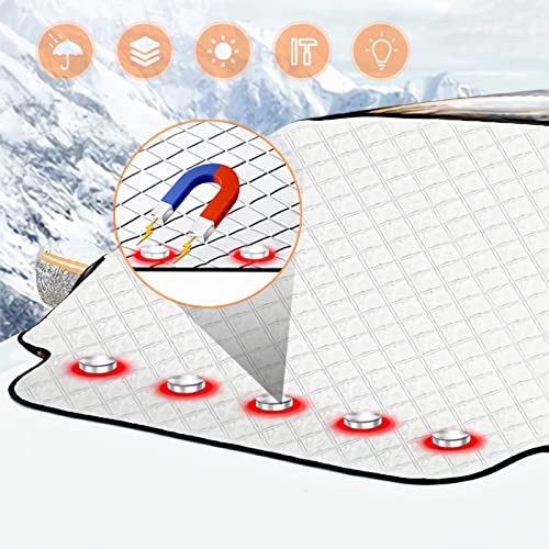 BelonLink Couverture Pare-Brise Voiture, Bâche Pare Brise Protection Magnétique Couverture Repliable, Pare-Soleil de Voiture, Universelle pour Voiture Anti Givre, Neige, Glace, 185 * 116cm Cover