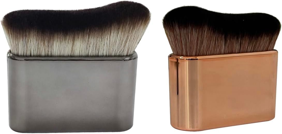 2PCS Body Tanning Brush Siren Makeup Brush ๏ผLarge Kabuki Foundation Body Makeup Brush for Fake Tan Face,Body & Leg Makeup(Rose gold, Bright black)