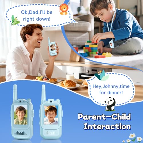 Image of Video Walkie Talkies for Kids, Handheld 2 Pack Rechargeable Video Intercom Kids Walkies Talkies, Indoor Outdoor Toys for Family Games, Outside, Camping, Hiking for Boys Girls Ages 3-12 (Blue /Blue)