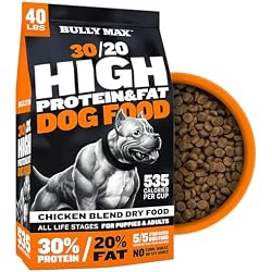 Bully Max Dry Dog Food for Adult & Puppy - High Protein & Fat for Muscle & Weight Gain - High Performance Healthy Dog Food Supplements - Small & Large Breed (535 Calories Per Cup), Chicken, 40 lb. Bag