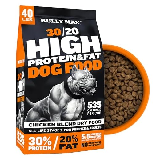 Bully Max Dry Dog Food for Adult & Puppy - High Protein & Fat for Muscle & Weight Gain - High Performance Healthy Dog Food Supplements - Small & Large Breed (535 Calories Per Cup), Chicken, 40 lb. Bag