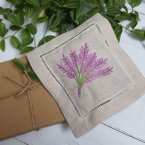 Bolsas de Lino Bordadas con Lavanda 6x6 Pulgadas Set 3 miniatura 4