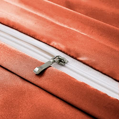 Image of Ersmak 6 Pieces Satin Duvet Cover King Size Luxury Silky Bedding Duvet Cover Set with 1 Soft Duvet Cover, 4 King Pillowcases and 1 Body Pillowcase, Rust Orange