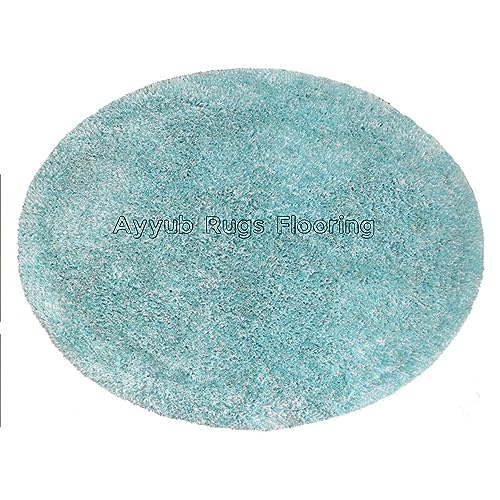 Image of CD Carpet Anti Slip Shaggy Fluffy Fur Rugs and Carpet for Living Room Bedroom Kids Room Plain Circle Carpets for Home with 2 Inch Thickness (Color Sky Blue /Plain Size 3x3 Feet Round)