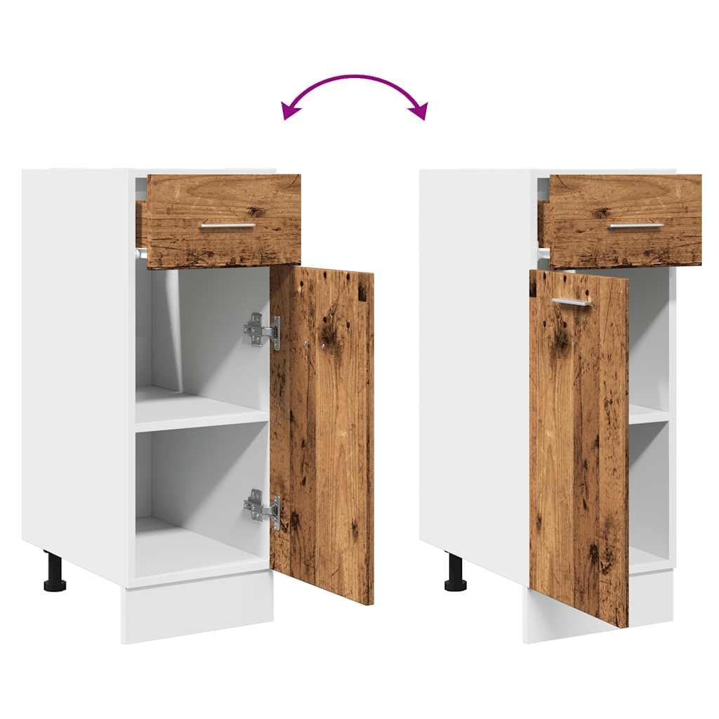 Lyon Schubunterschrank Altholz-Optik, 30x46x81,5 cm, Holzwerkstoff, Küchenschrank mit Schublade, Speisekammer-Lagerung, Küchenschrank