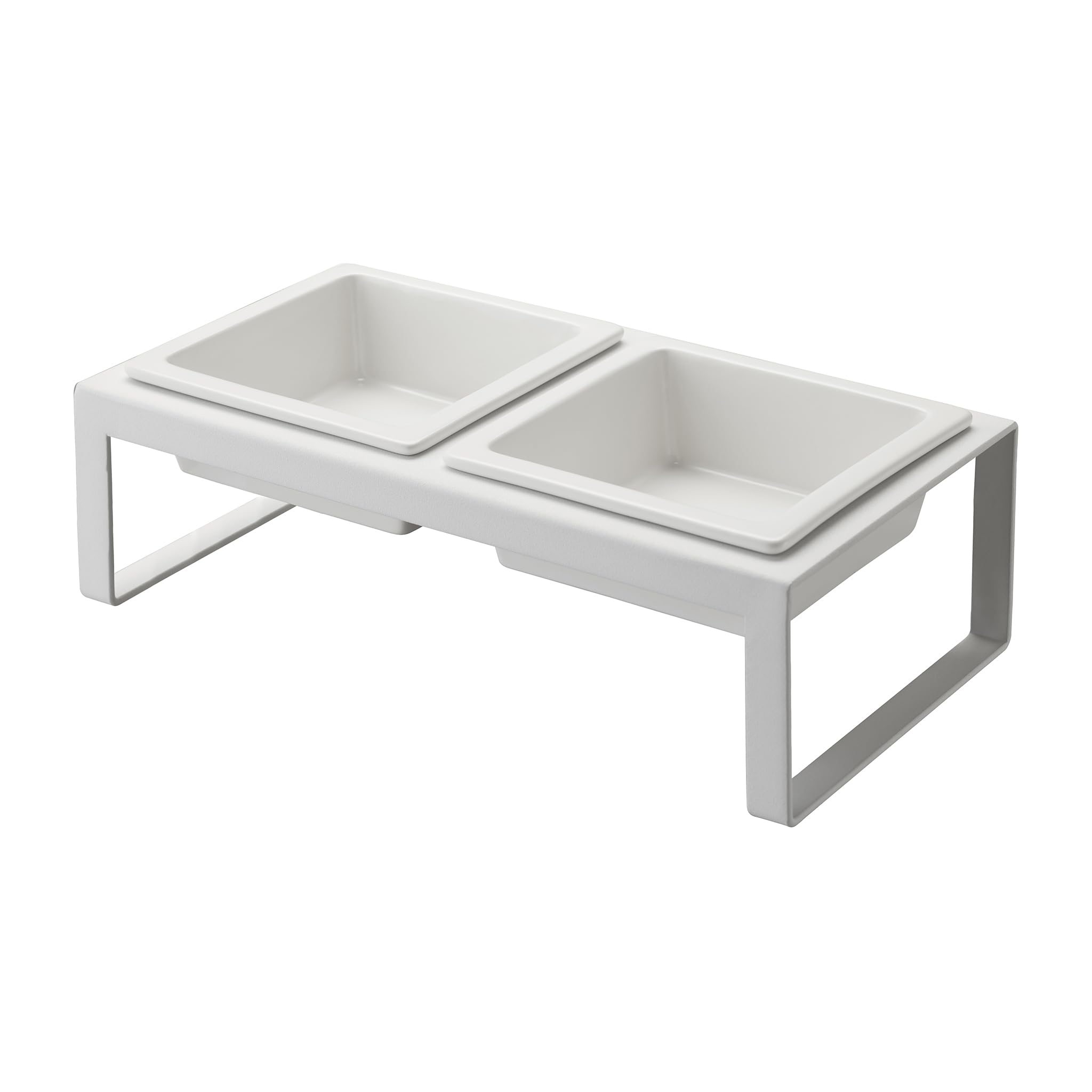 Yamazaki 4744 TOWER Futternapf, weiß, Stahl/Keramik, Minimalistisches Design, 29 x 15,5 x 10 cm (LxBxH)