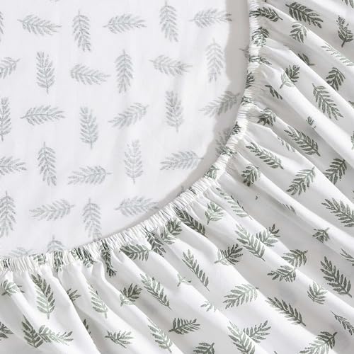 Image of Eddie Bauer - Queen Sheet Set with Fitted Sheet & Pillowcases, 100% Cotton Percale Bedding, Crisp & Cool, Deep Pocket, Laurel Leaves
