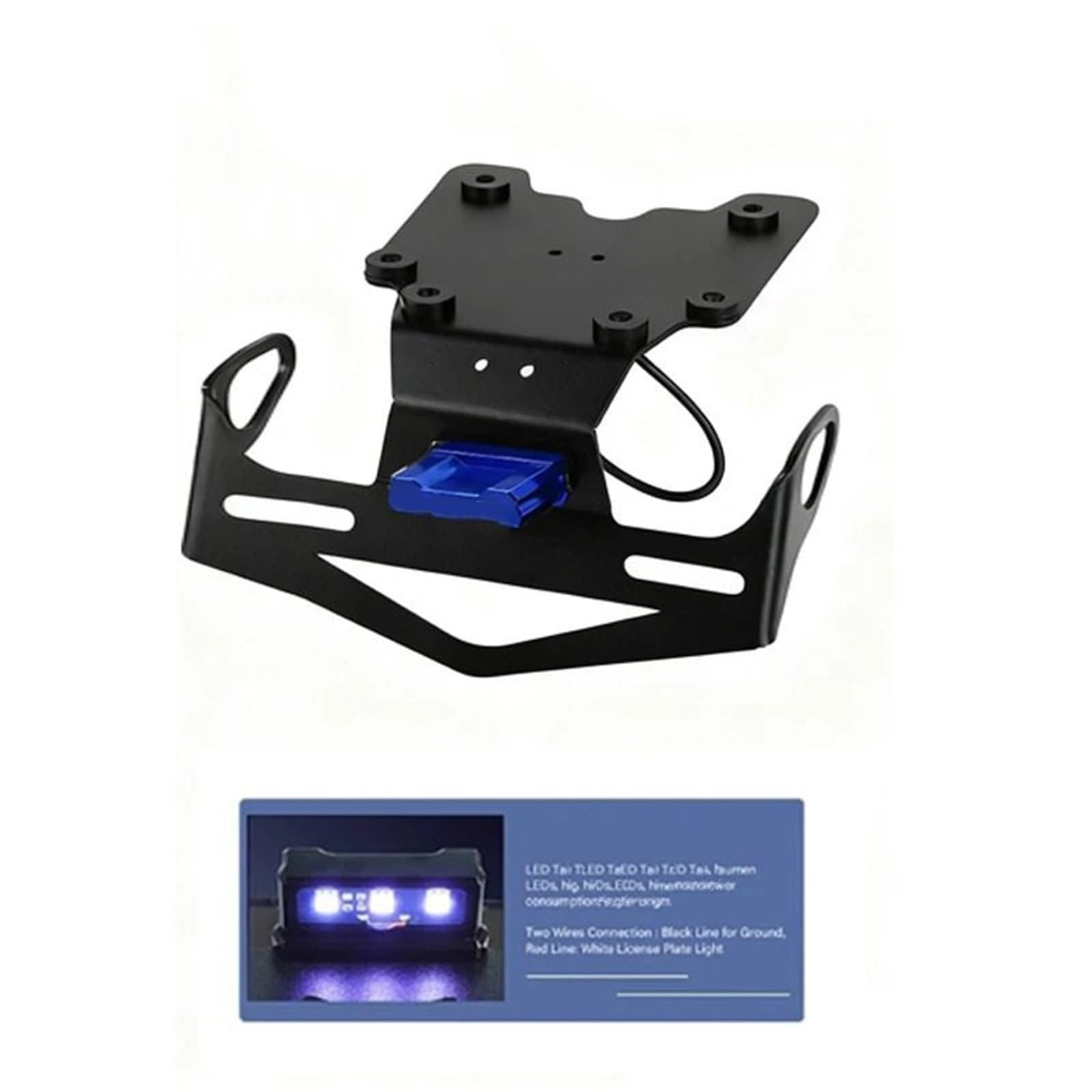 Ramka tablicy rejestracyjnej motocykla Pasuje do Yamaha Tenere 700 XT700Z Tenere700 2019-2025 tylny uchwyt tablicy rejestracyjnej motocykla z lekkim ogonem Tidy Eliminator(Black TENERE700)