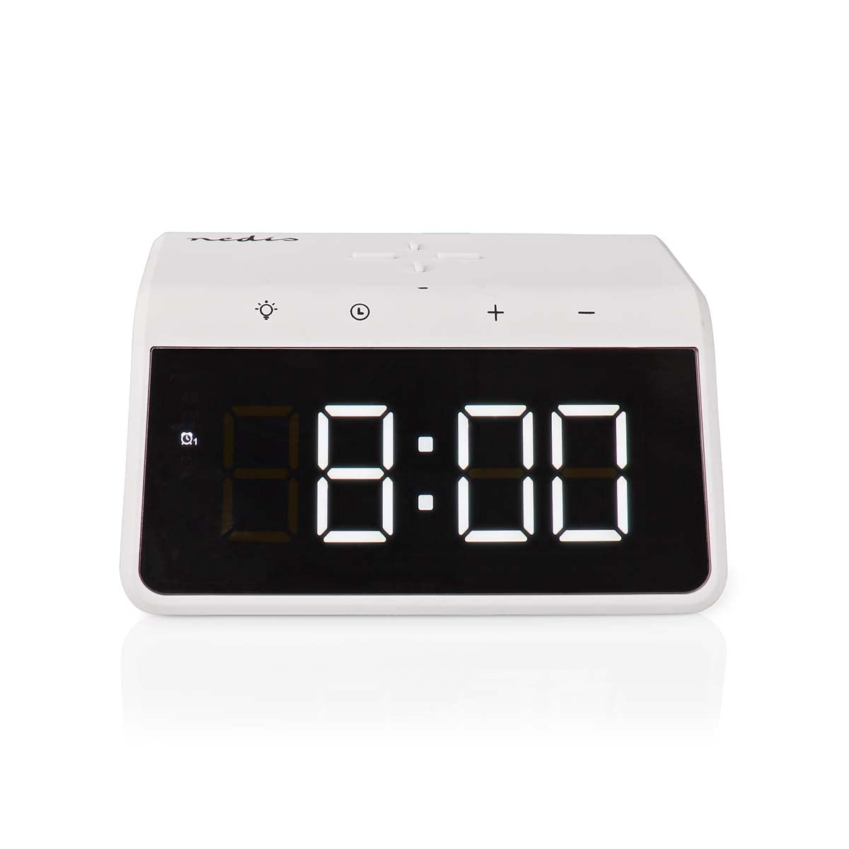 NEDIS Réveil sans Fil - Certifié Qi - 5/7,5/10/15 W - Prise USB-A - Veilleuse - 2 Temps d'alarme - Fonction Snooze