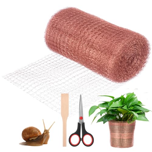 Faankiton Filet en Cuivre, Maille de Cuivre, Treillis en Cuivre, Grillage en Cuivre Anti Limace, Maille Cuivrée Flexible, pour Chauve-Souris Oiseaux Escargots Souris Insectes Limaces, 127mm x 10m