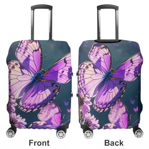 Lovely Purple Butterflys Luggage Cover, Washable Elastic Suitcase Cover Protector Fit 18-32 Inch Luggage3