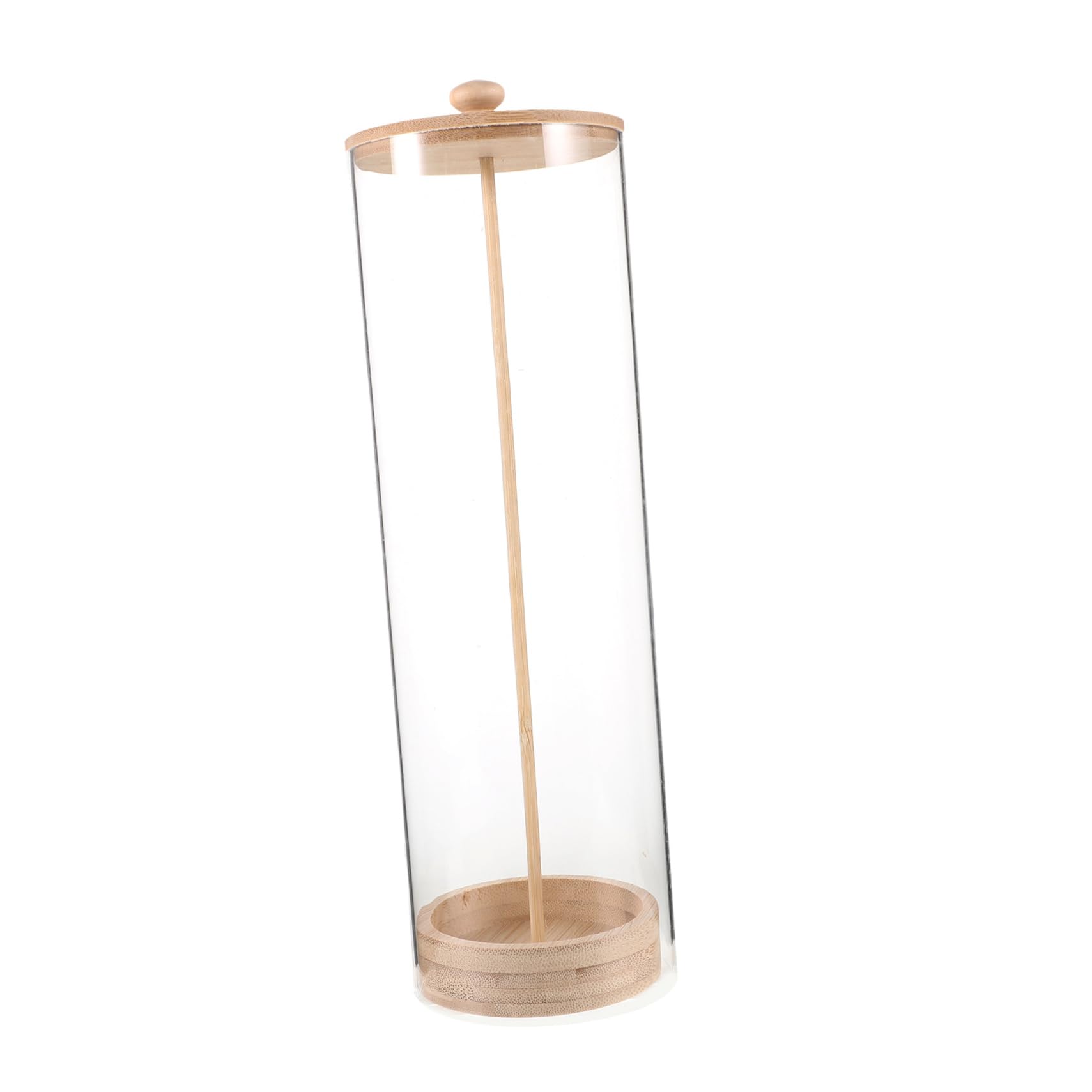 Mikinona Wooden Lid Straw Organizer for Kitchen Countertop Multi Purpose Storage Container for Straws Cutlery Pens Clear Holder for Office Cafe Use