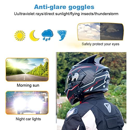 Bluetooth Motorcycle Helmet Modular Flip Up Full Face Anti-Fog Dual Visor Helmet Dot Approved Or Adults Men And Wome（Red Color-M-L-Xl） #TOP2
