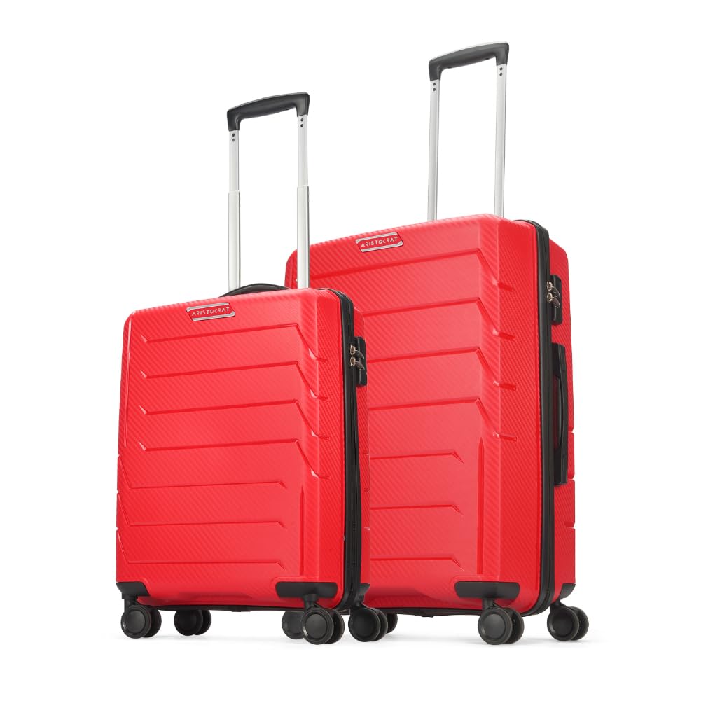Aristocrat Chroma Set of 2 Hard Luggage (55cm and 65cm) | Cabin and Medium Check-in Luggage | Robust Construction with Strong Wheels, Rust-Free Trolley, Secured Zip and Secured Combination Lock | Red (B0C94HHHBJ) Amazon Price History, Amazon Price Tracker